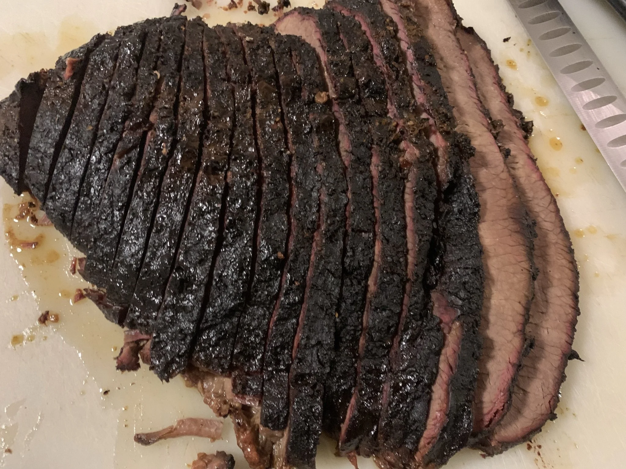a picture of brisket sliced