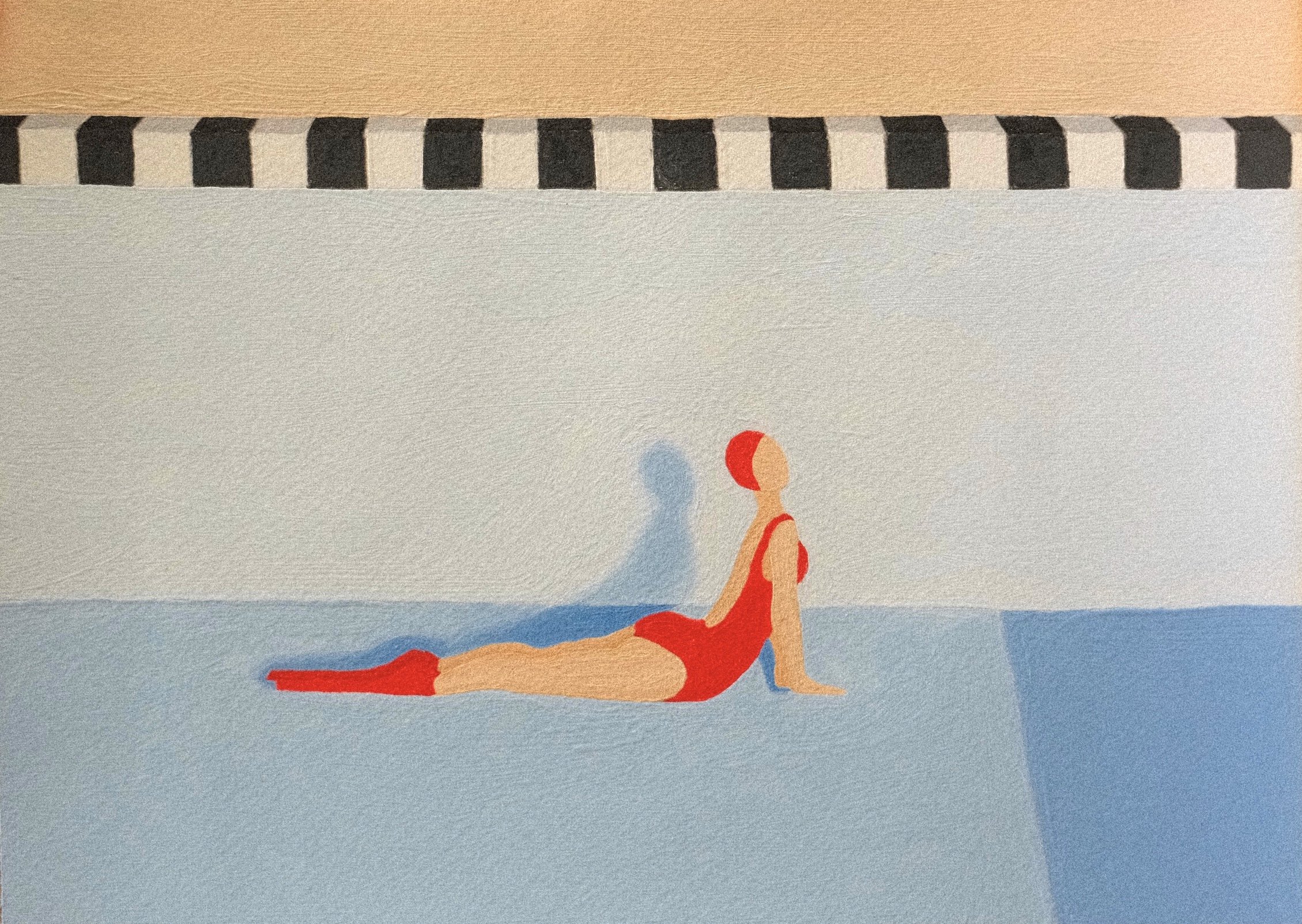 'Upward Facing Dog.'  2026 
acrylic on paper 
34.8 x 41cm 
52 x 58cm Framed 
$1500