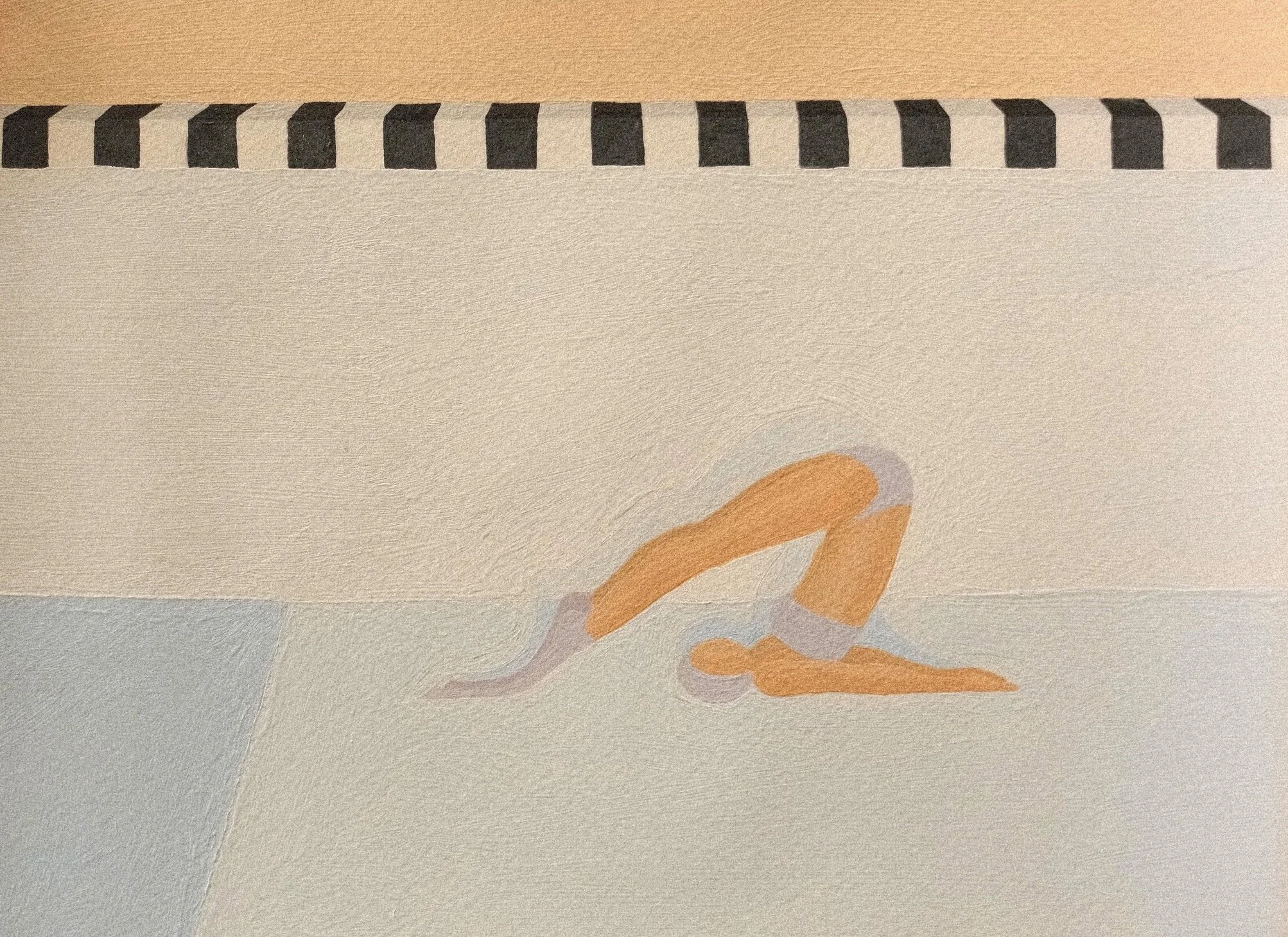 'Halasana. Another day.'  2026 
acrylic on paper 
34.8 x 41cm 
52 x 58cm Framed 
$1500