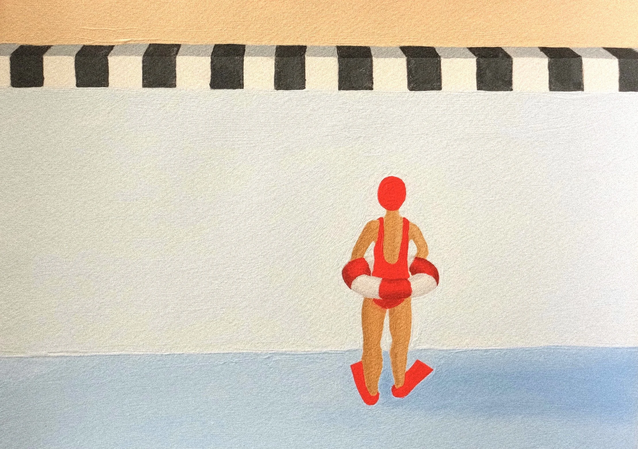'Solitude Swim VII.'  2026 
acrylic on paper 
34.8 x 41cm 
52 x 58cm Framed 
$1500