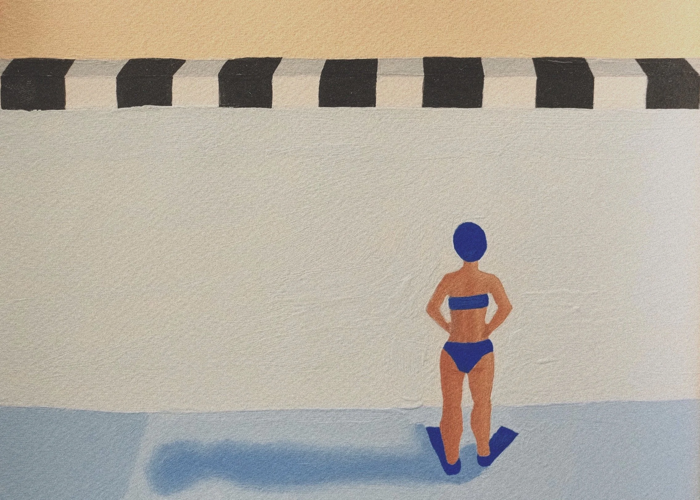 'Any moment now.'  2026 
acrylic on paper 
34.8 x 41cm 
52 x 58cm Framed 
$1500