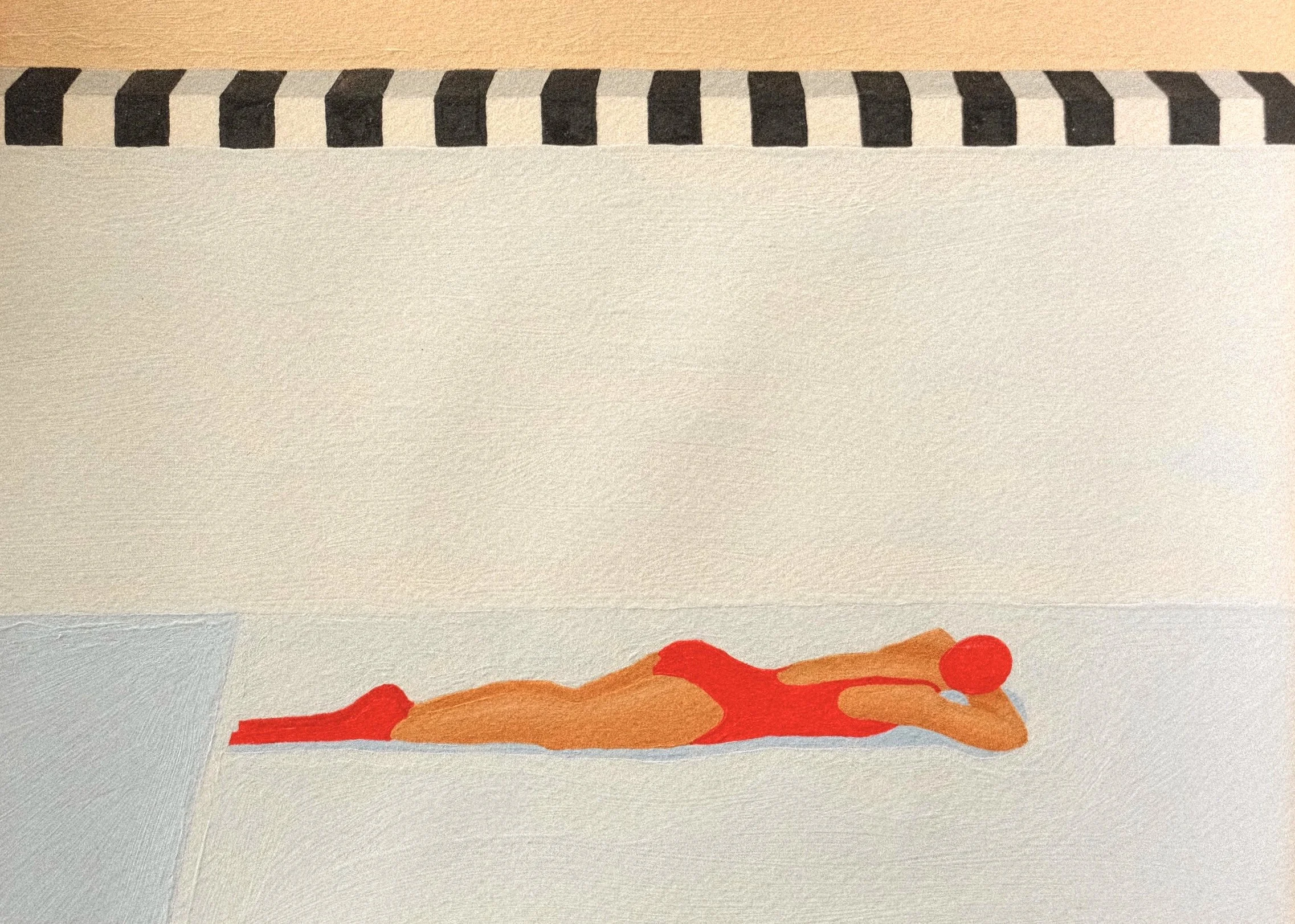 Painting of an anonymous girl lying in an empty pool waiting for something or someone to save her from her melancholia.