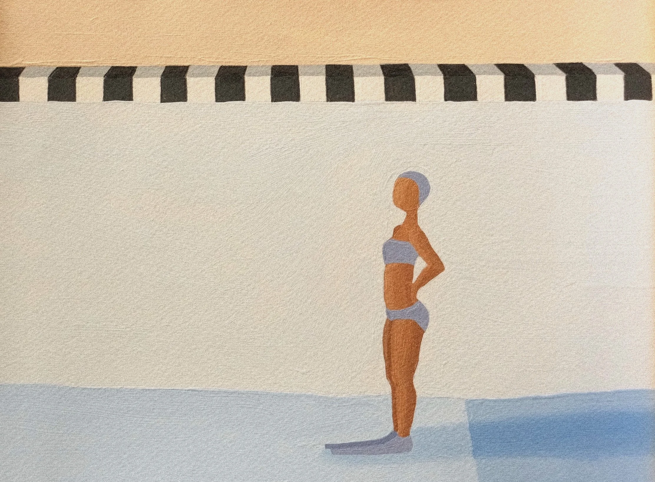 'One more day.'  2026 
acrylic on paper 
34.8 x 41cm 
52 x 58cm Framed 
$1500