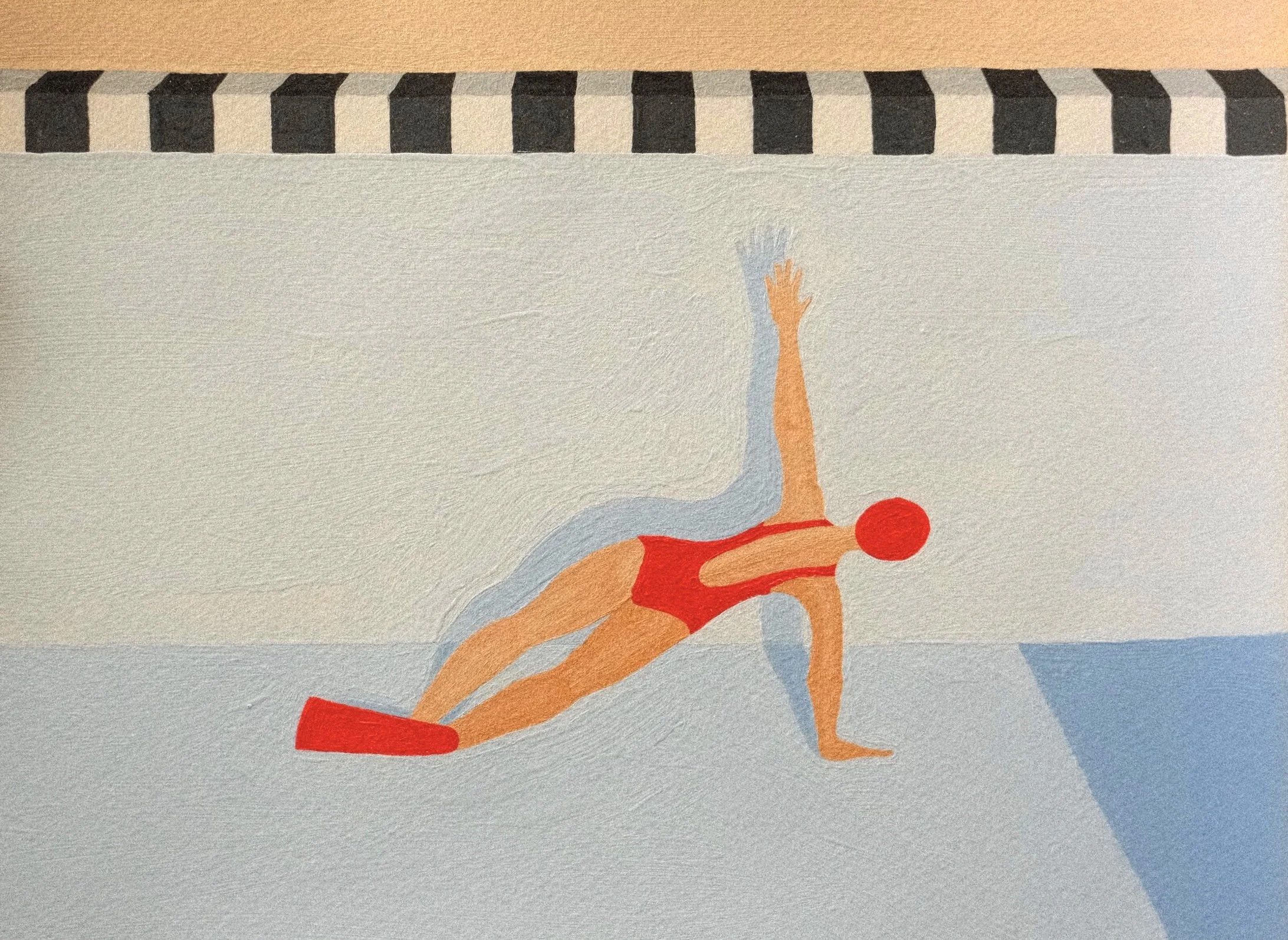 'Vasisthasana. Will they reach me.'  2026 
acrylic on paper 
34.8 x 41cm 
52 x 58cm Framed 
$1500