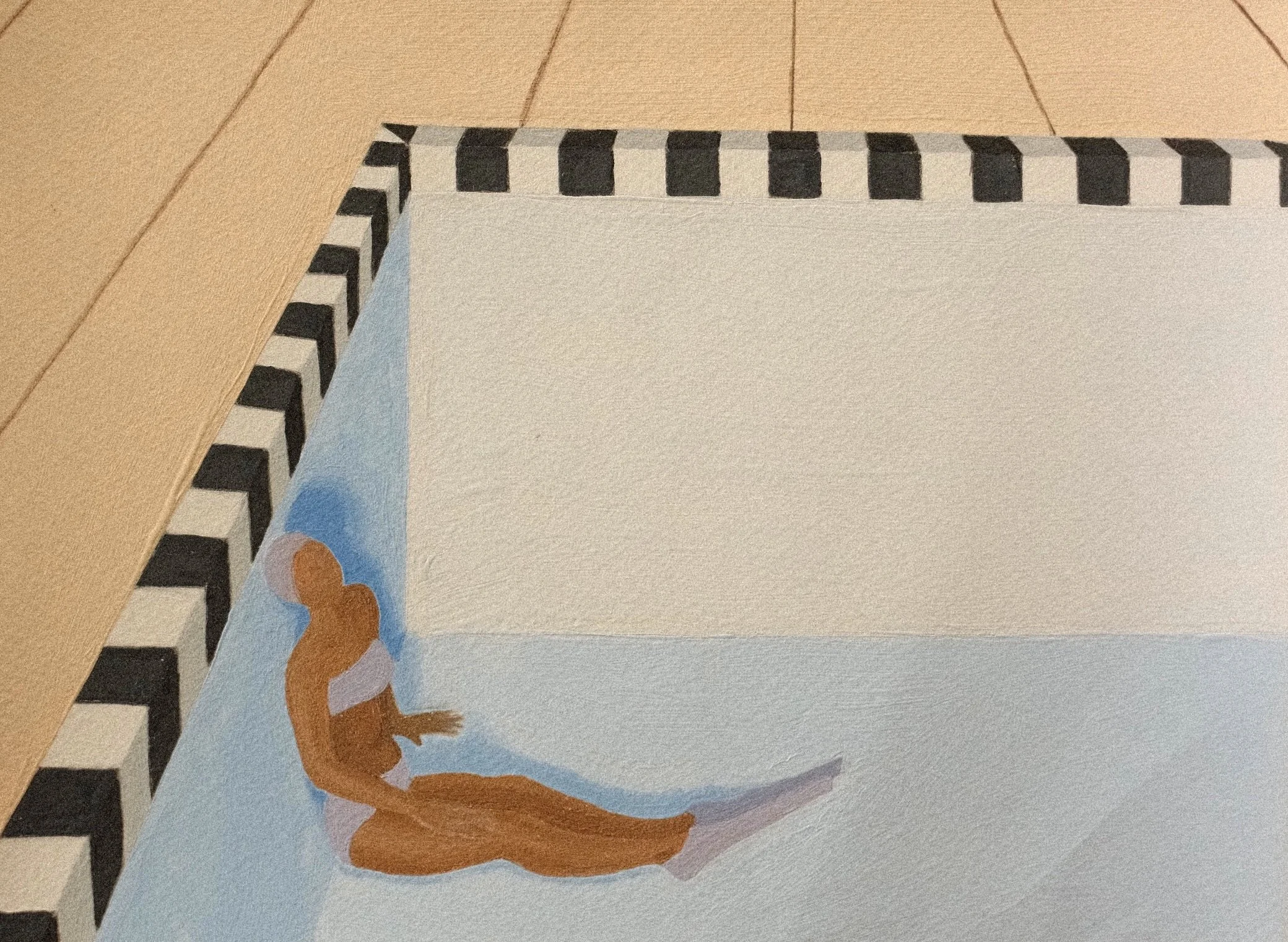 'Poolside melancholy while we wait.'  2026 
acrylic on paper 
34.8 x 41cm 
52 x 58cm Framed 
SOLD