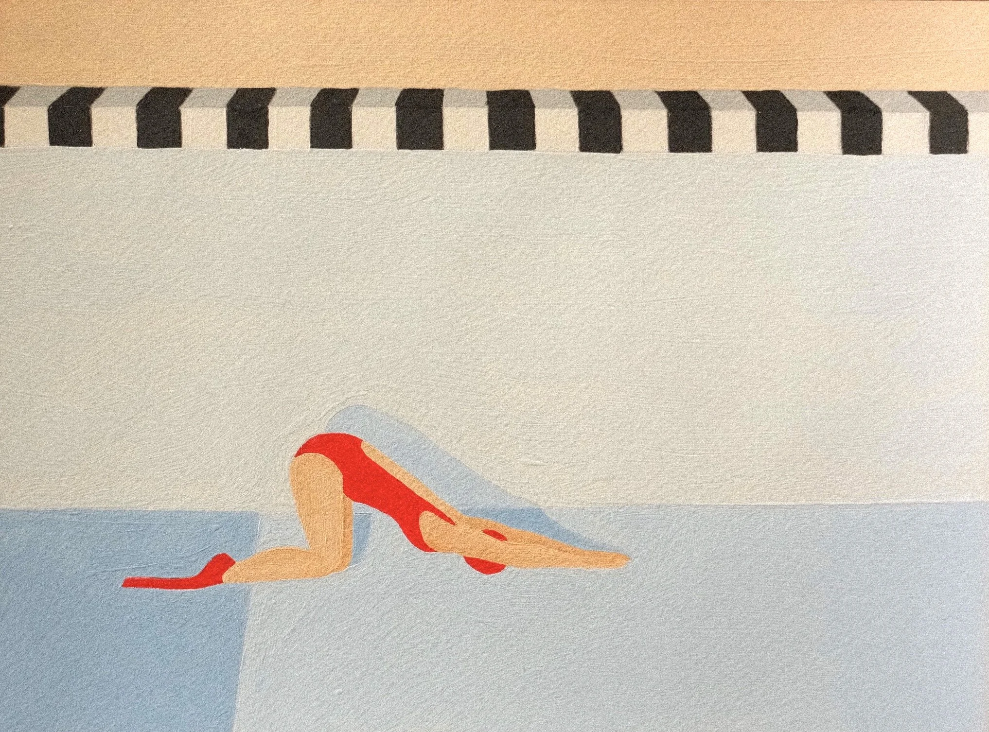 'Child’s Pose.'  2026 
acrylic on paper 
34.8 x 41cm 
52 x 58cm Framed 
$1500