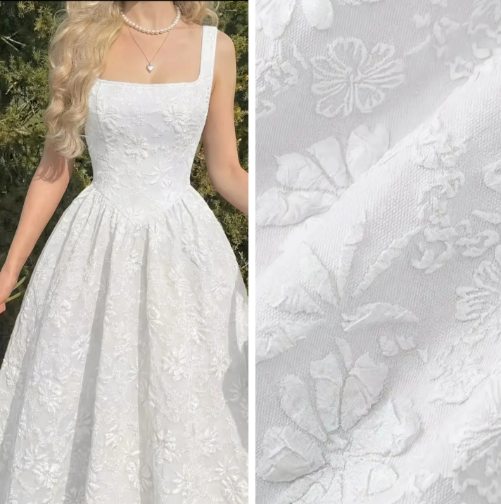 White Jacquard Wedding dress