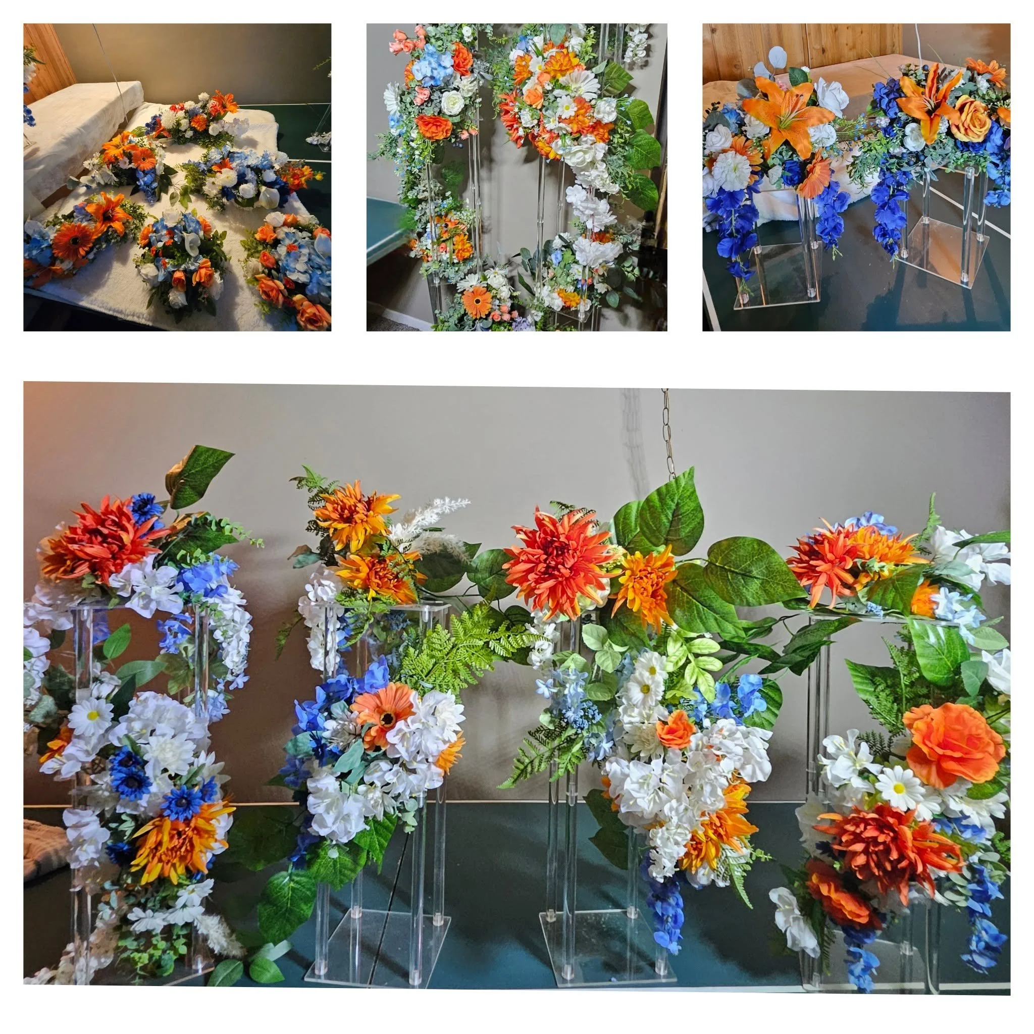 Blue and Orange Florals