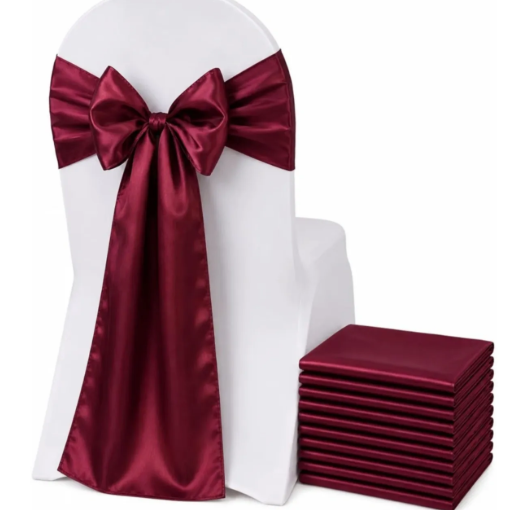 Burgundy Satin Chair Sash/Bow