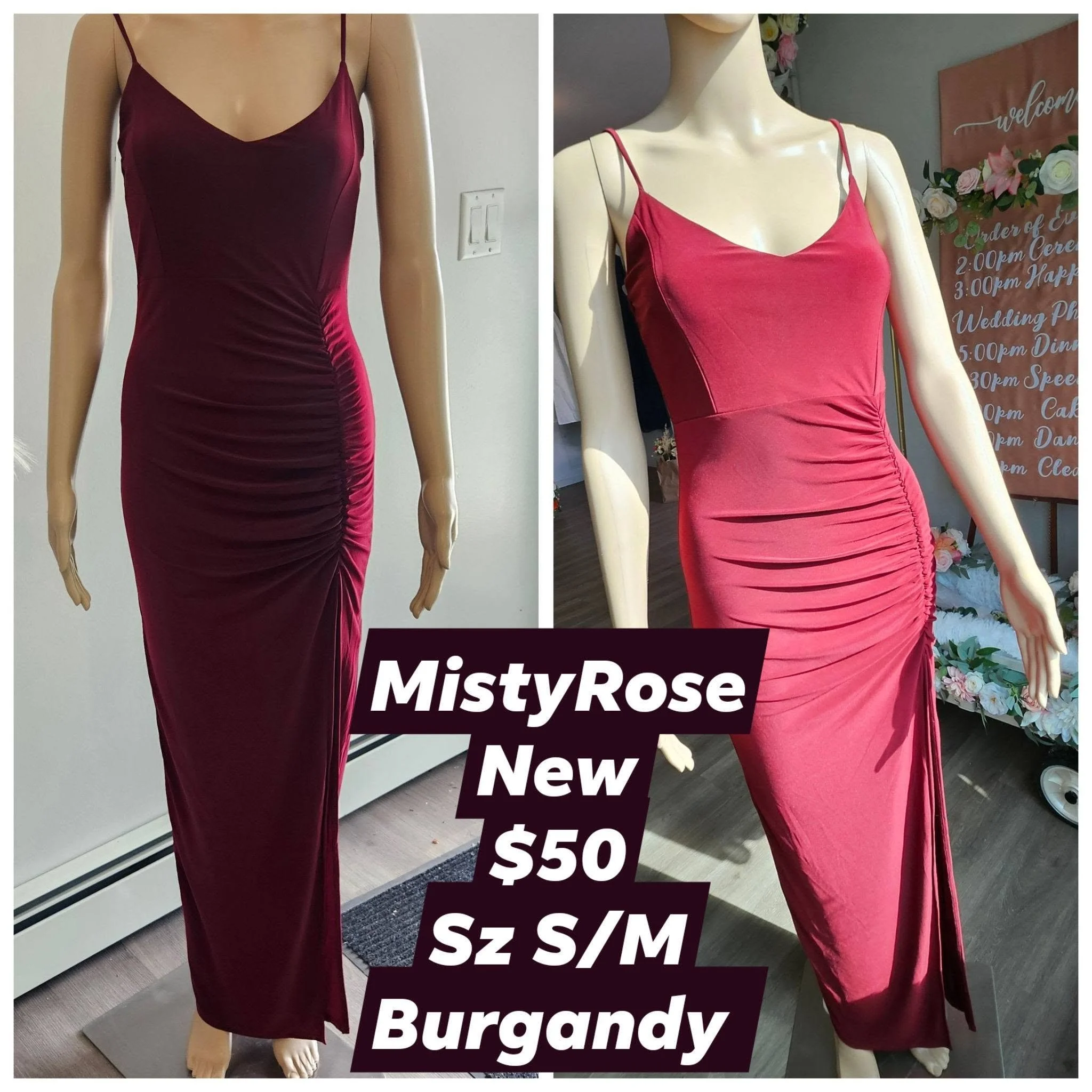 MistyRose Burgandy Dress