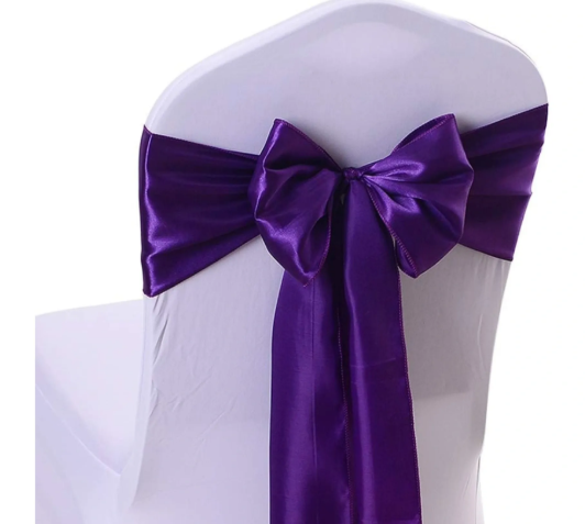 Deep Purple Satin Chair Sash/Bow