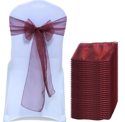 Sheer Burgundy Chair Sash/Bow