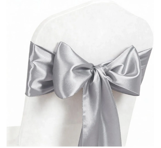 Silver Satin Chair Sash/Bow