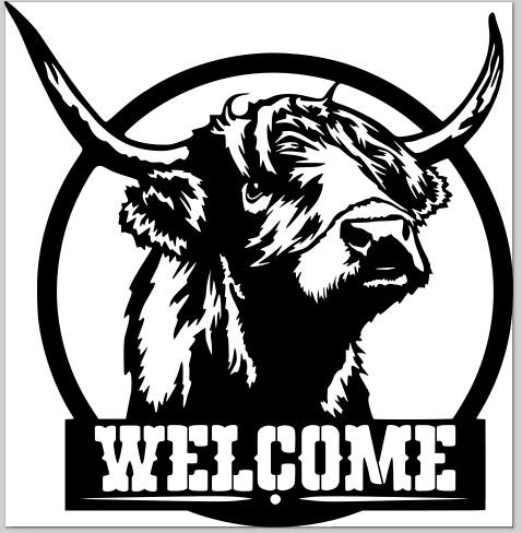 Highland Cow Welcome Sign