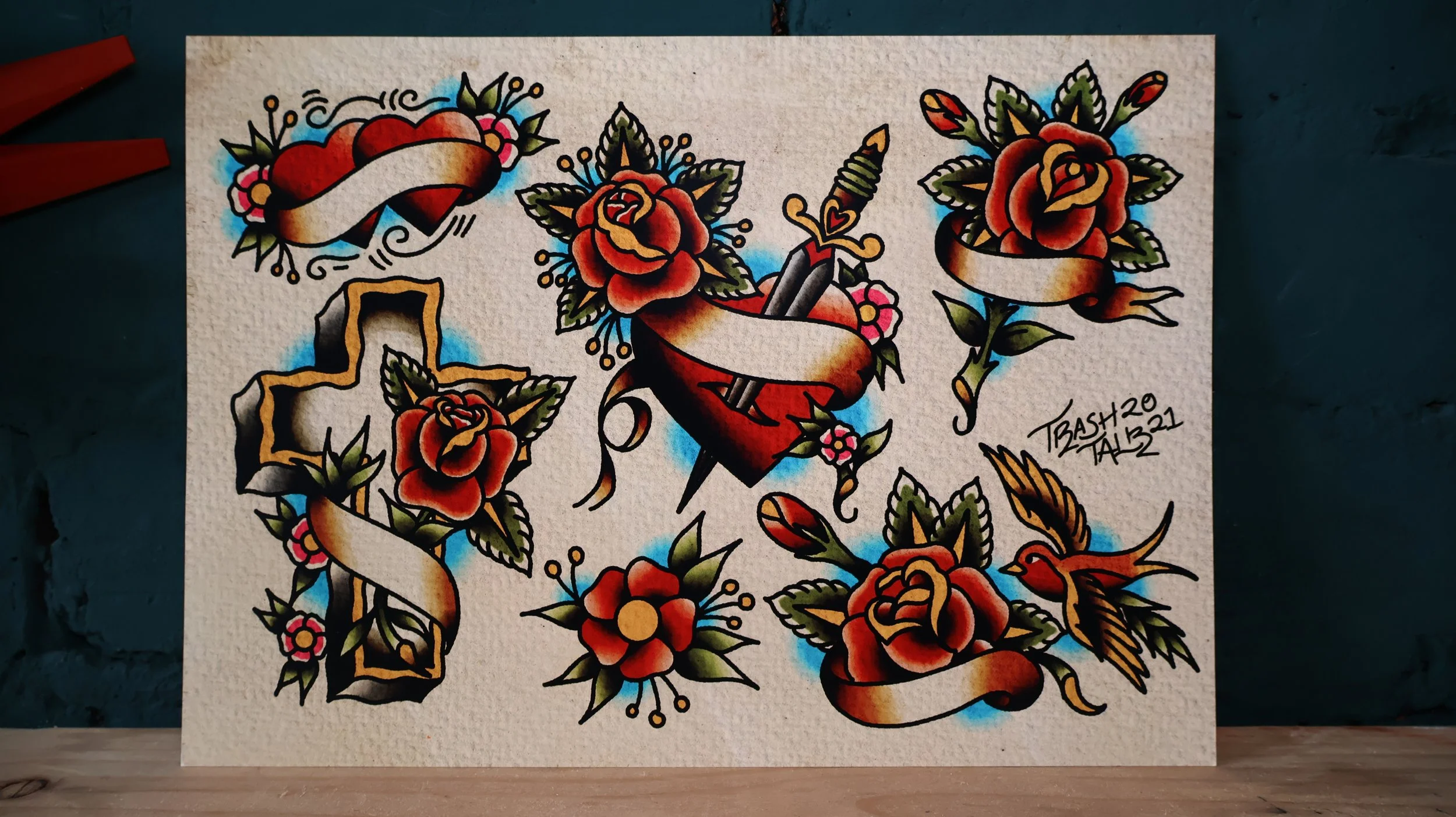 Banners Tattoo Flash Print