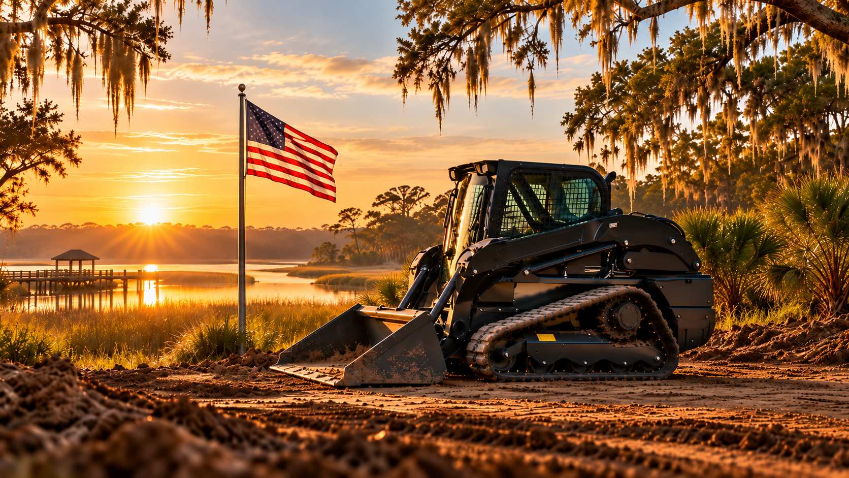 Skid Steer by American Flag