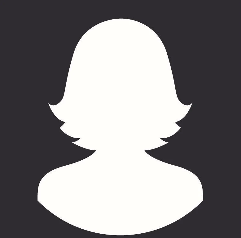 Silhouette blanche d’une femme aux cheveux mi-longs sur fond gris foncé