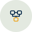 Icon of a dog's face with glasses and a collar