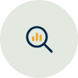 Magnifying glass icon with a bar chart inside