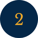 Number 2 on a dark blue circle background