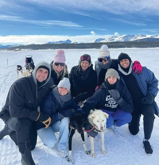 The McKissock family together on a snowy trip
