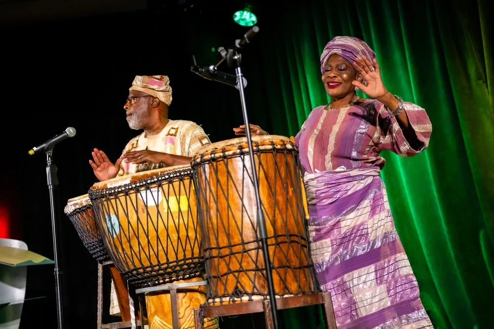 Drummer and storyteller performing at the Orange County Library System African American Read-In
