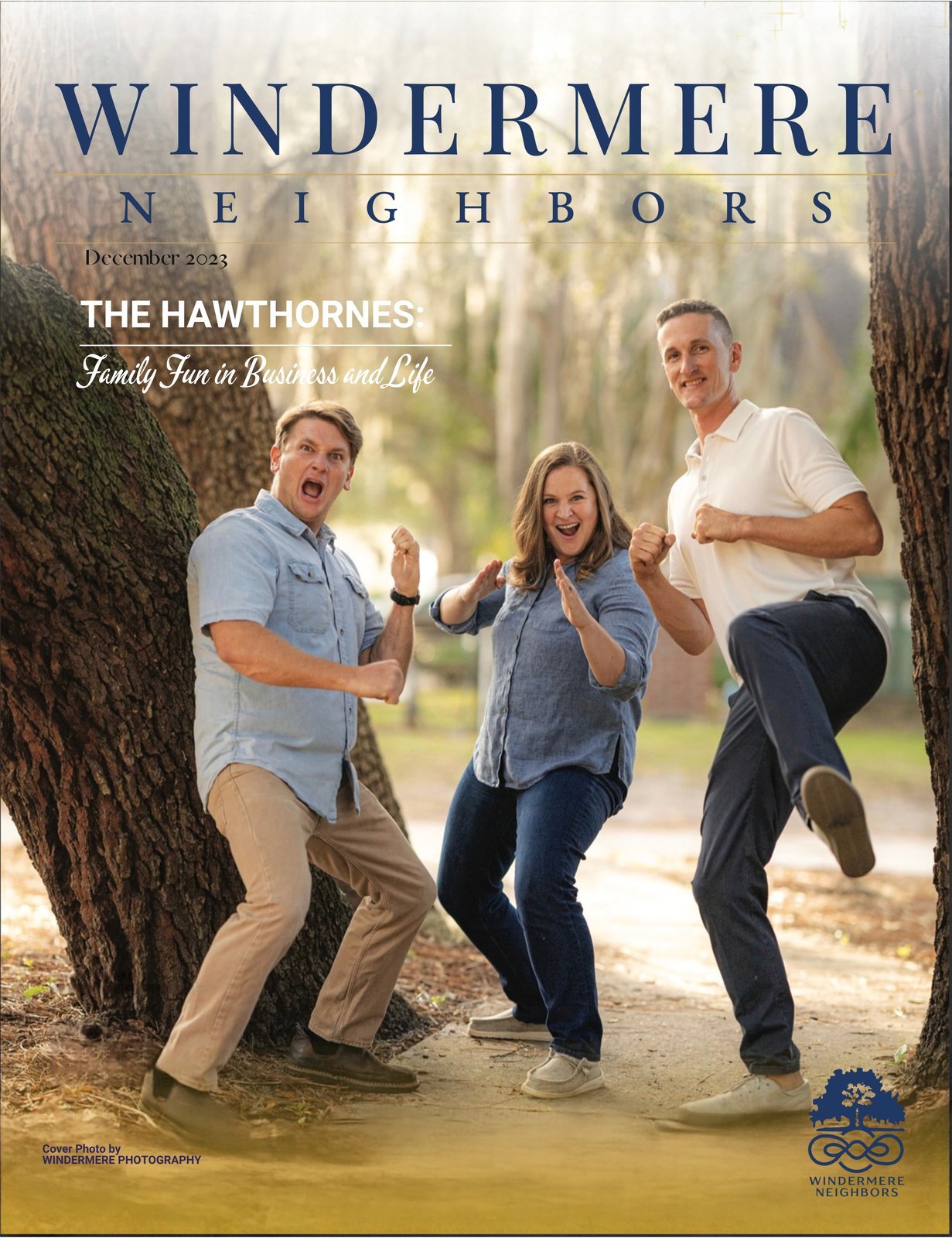 Windermere Neighbors cover, December 2023: The Hawthornes, Family Fun in Business and Life
