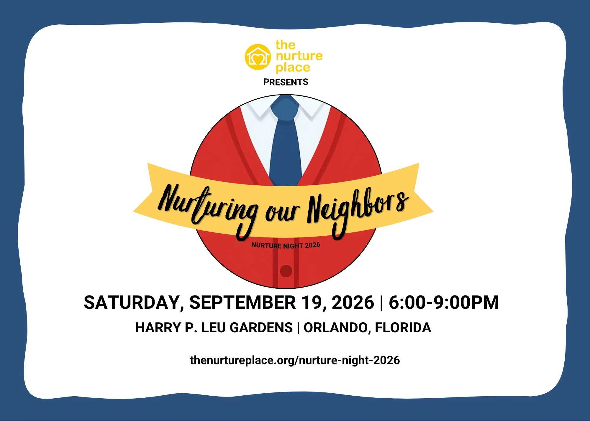 Nurture Night 2026 Nurturing our Neighbors invitation from The Nurture Place, Saturday, September 19, Harry P. Leu Gardens