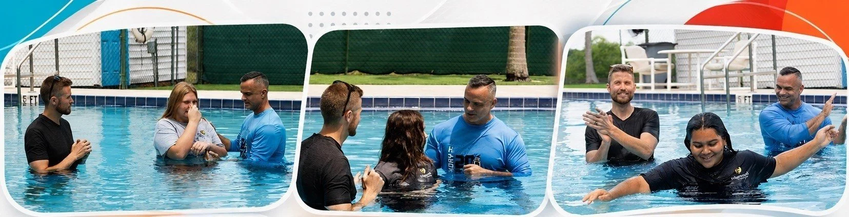 Edgewood Children's Ranch celebrating baptisms in the pool