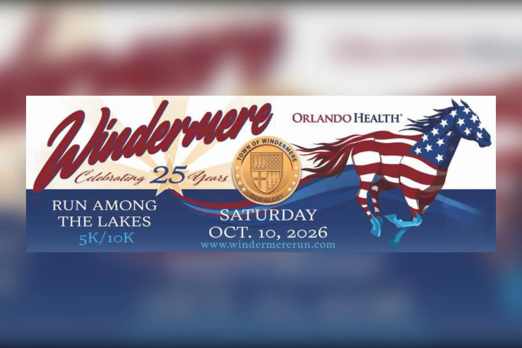 25th Annual Town of Windermere Run Among the Lakes banner, Saturday, October 10, 2026