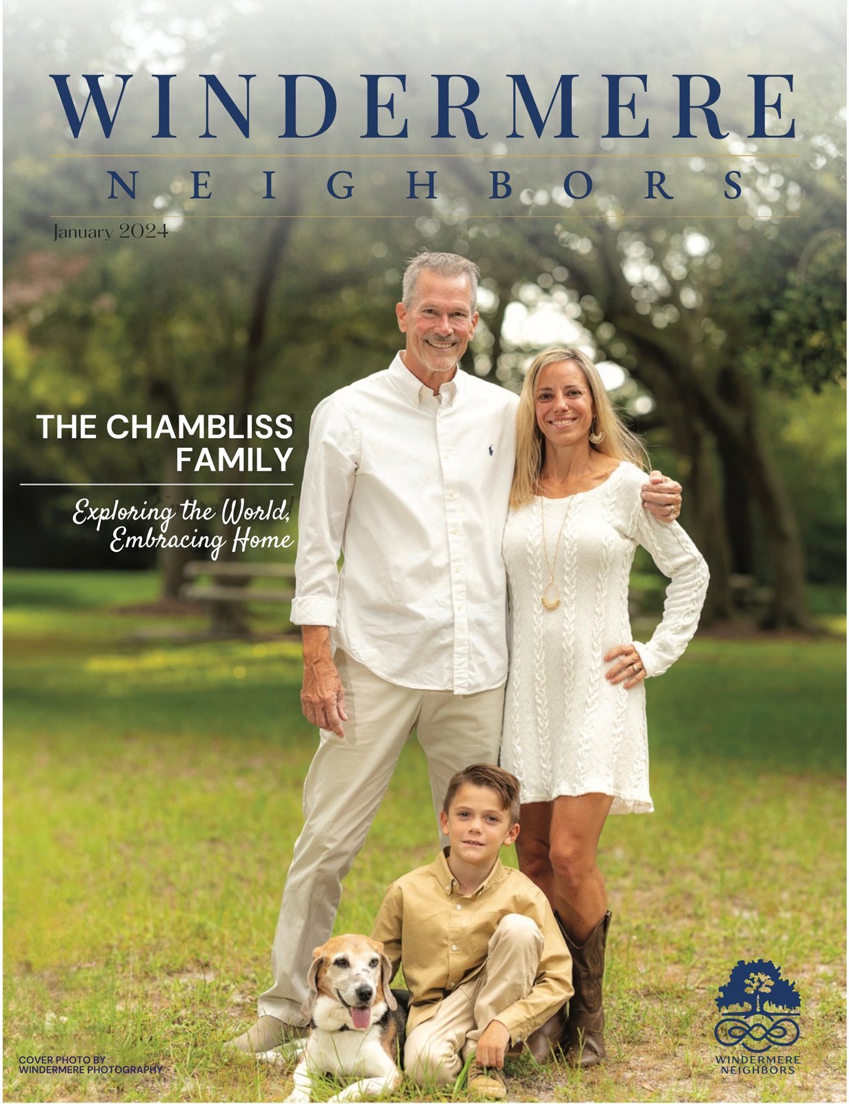 Windermere Neighbors cover, January 2024: The Chambliss Family, Exploring the World, Embracing Home