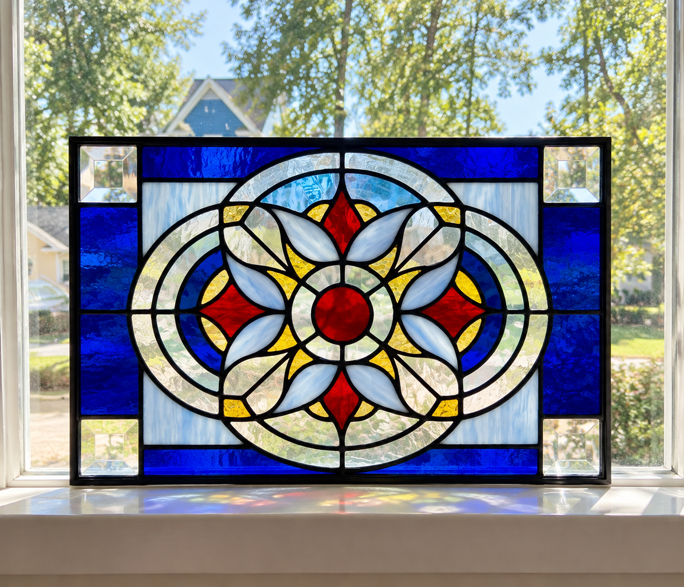 Mandala Stained-Glass Window Panel V2