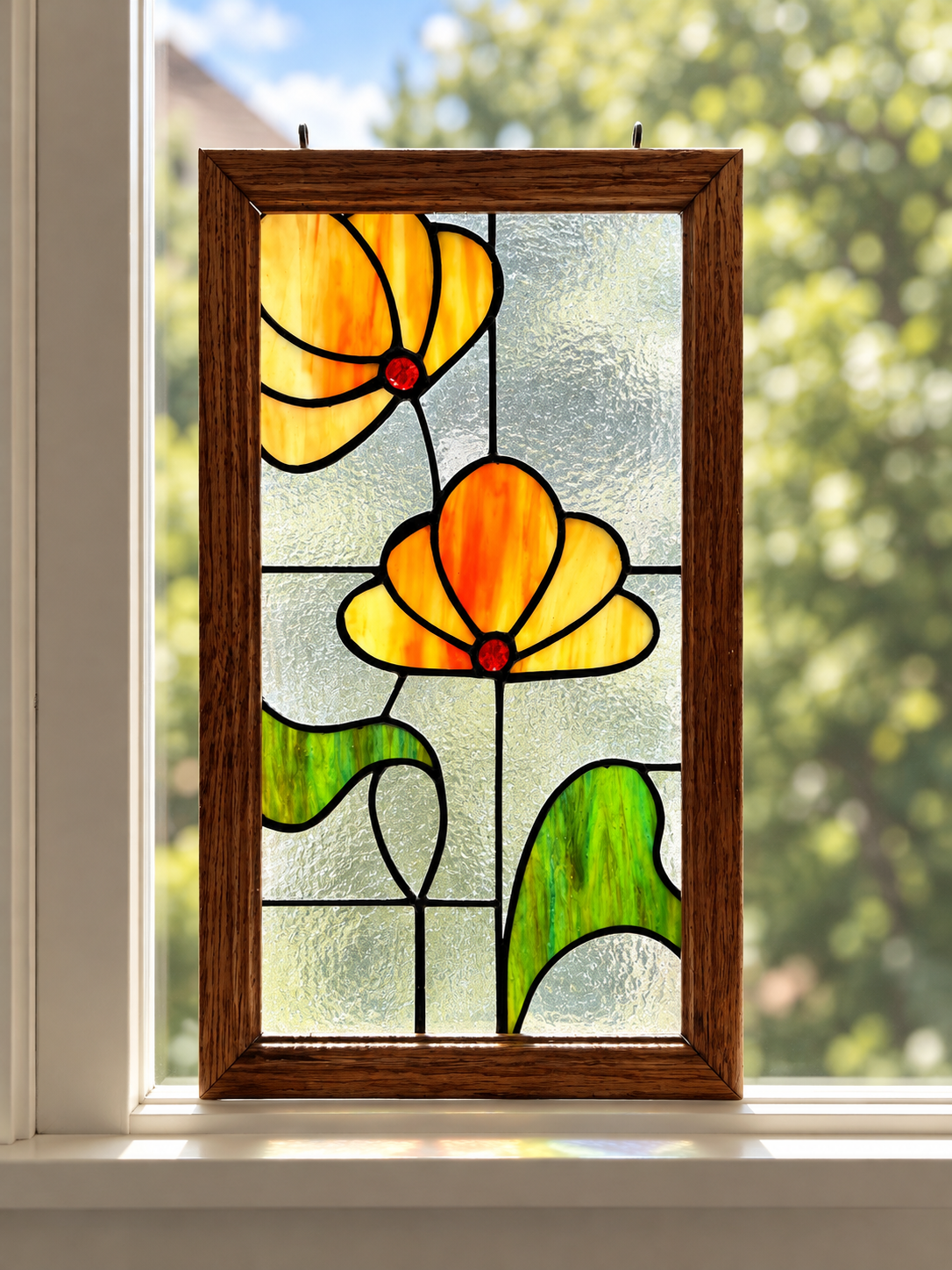 Poppies Stained Glass Panel