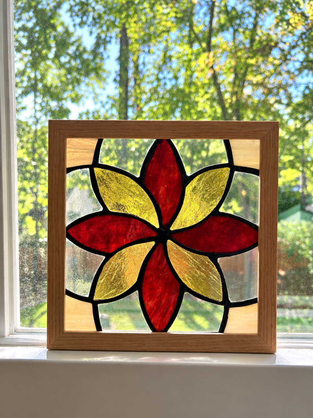 Red & Gold Pinwheel Suncatcher