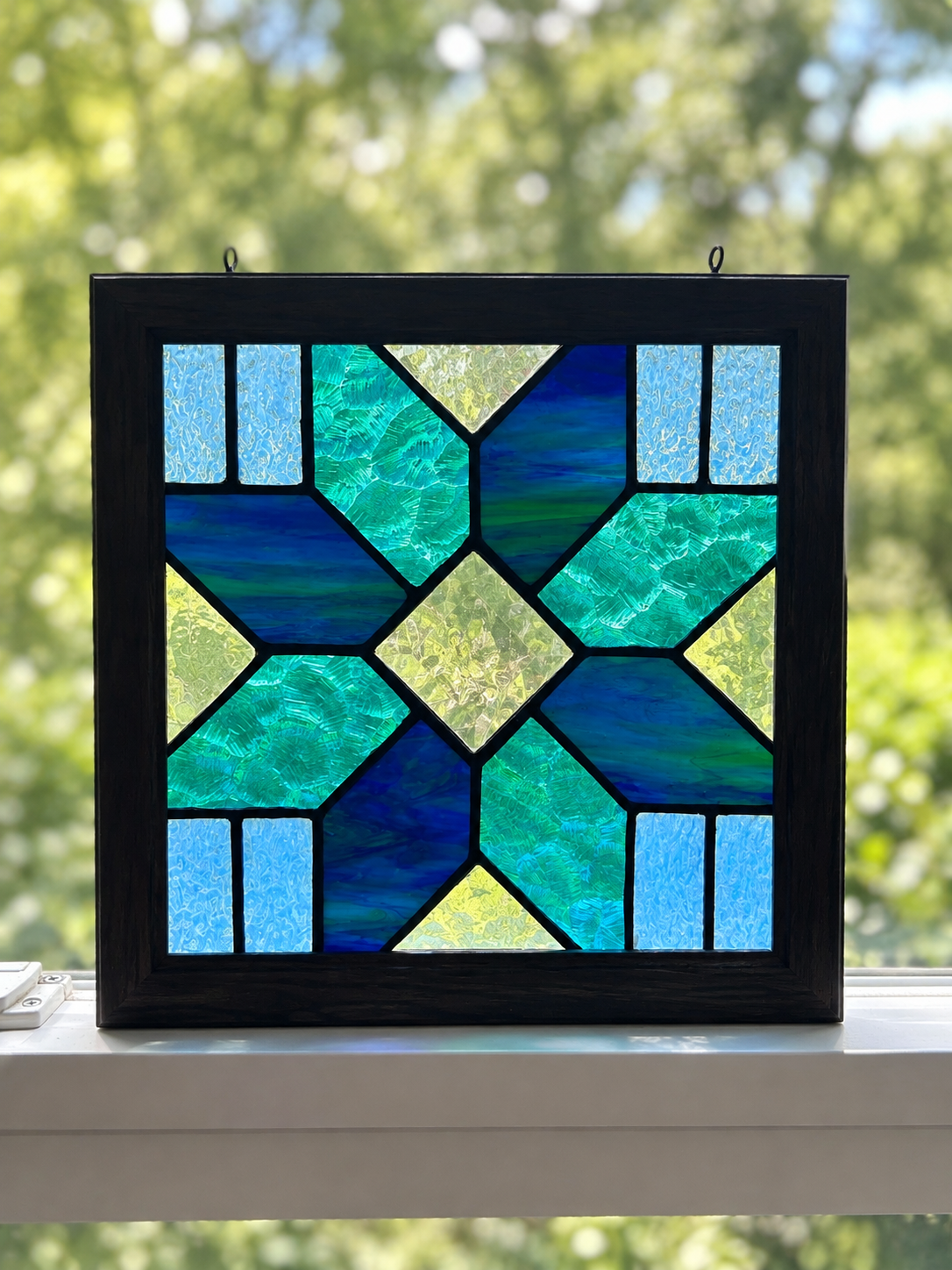 Blue & Teal Pinwheel Suncatcher