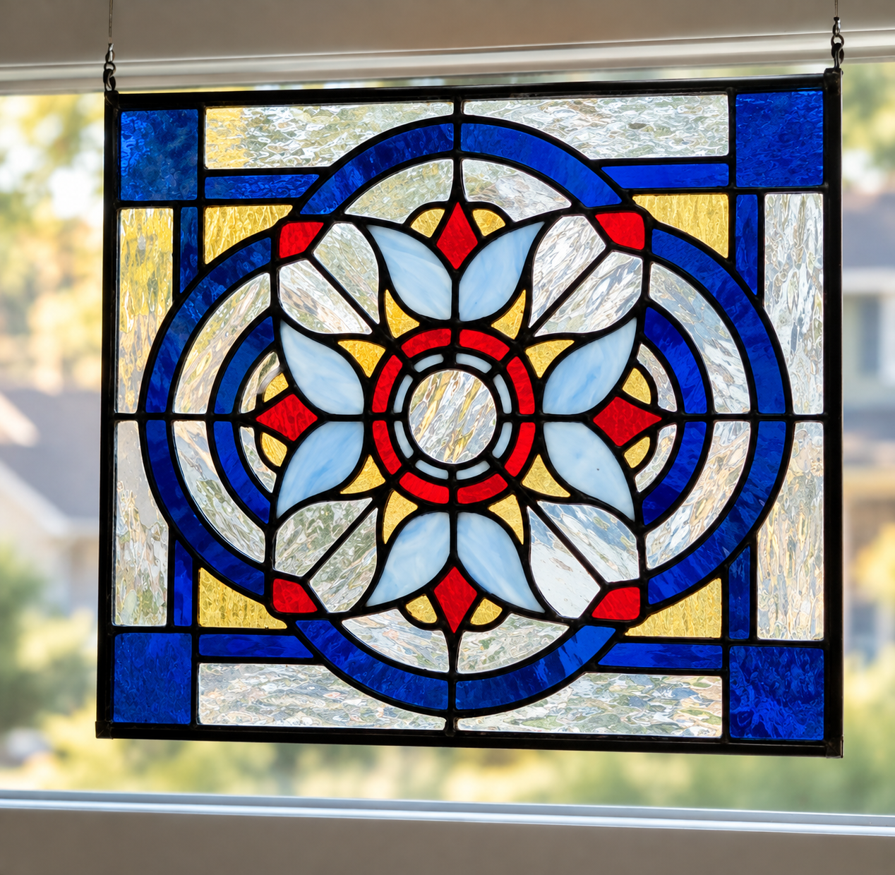 Mandala Stained-Glass Window Panel, V1