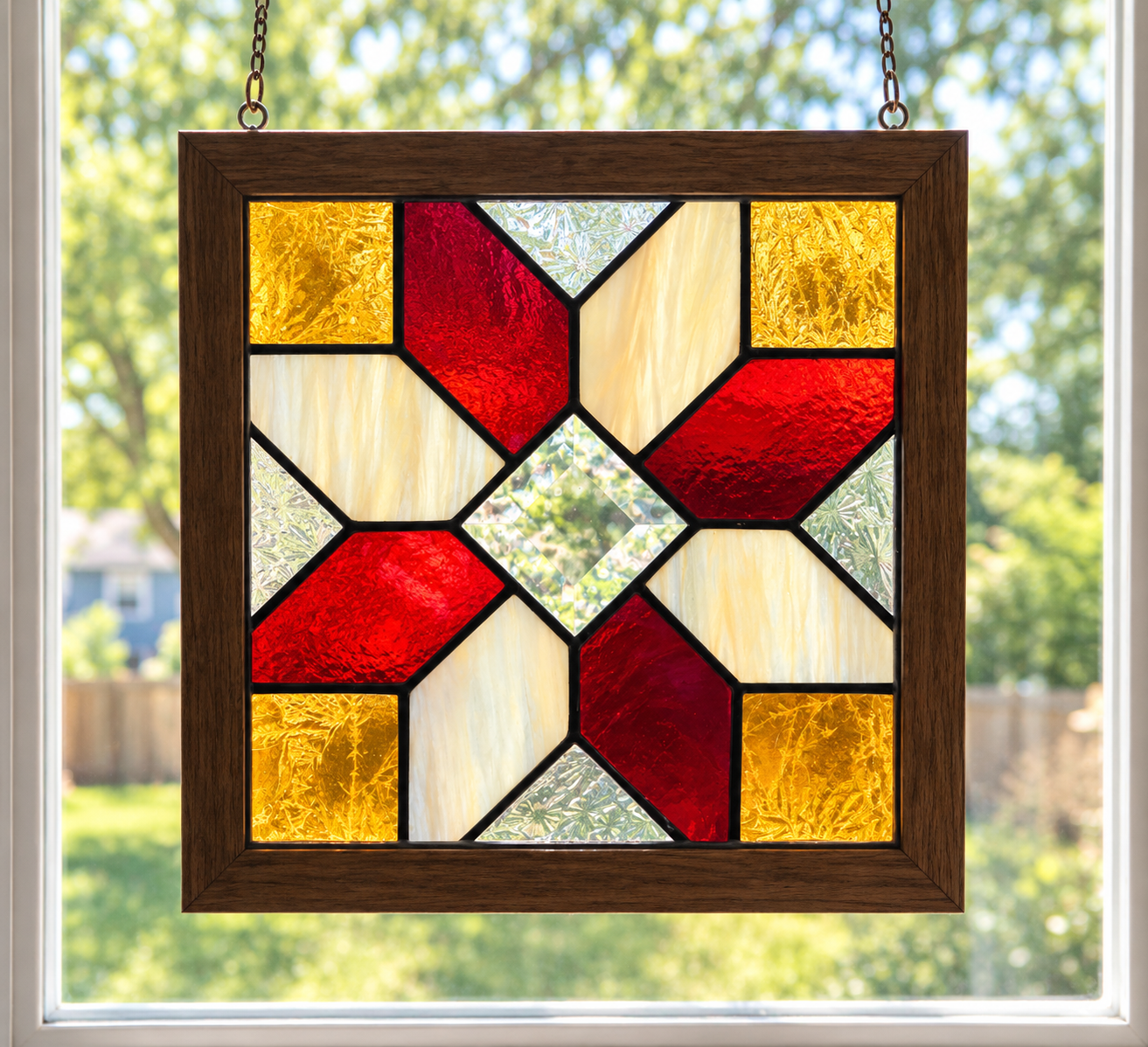 Red & Orange Pinwheel Suncatcher