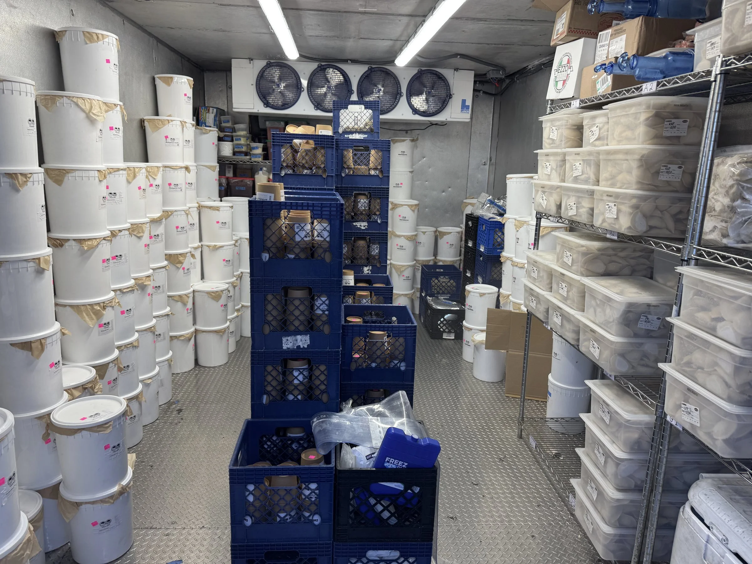 Walk-in freezer storage at Provision Kitchen