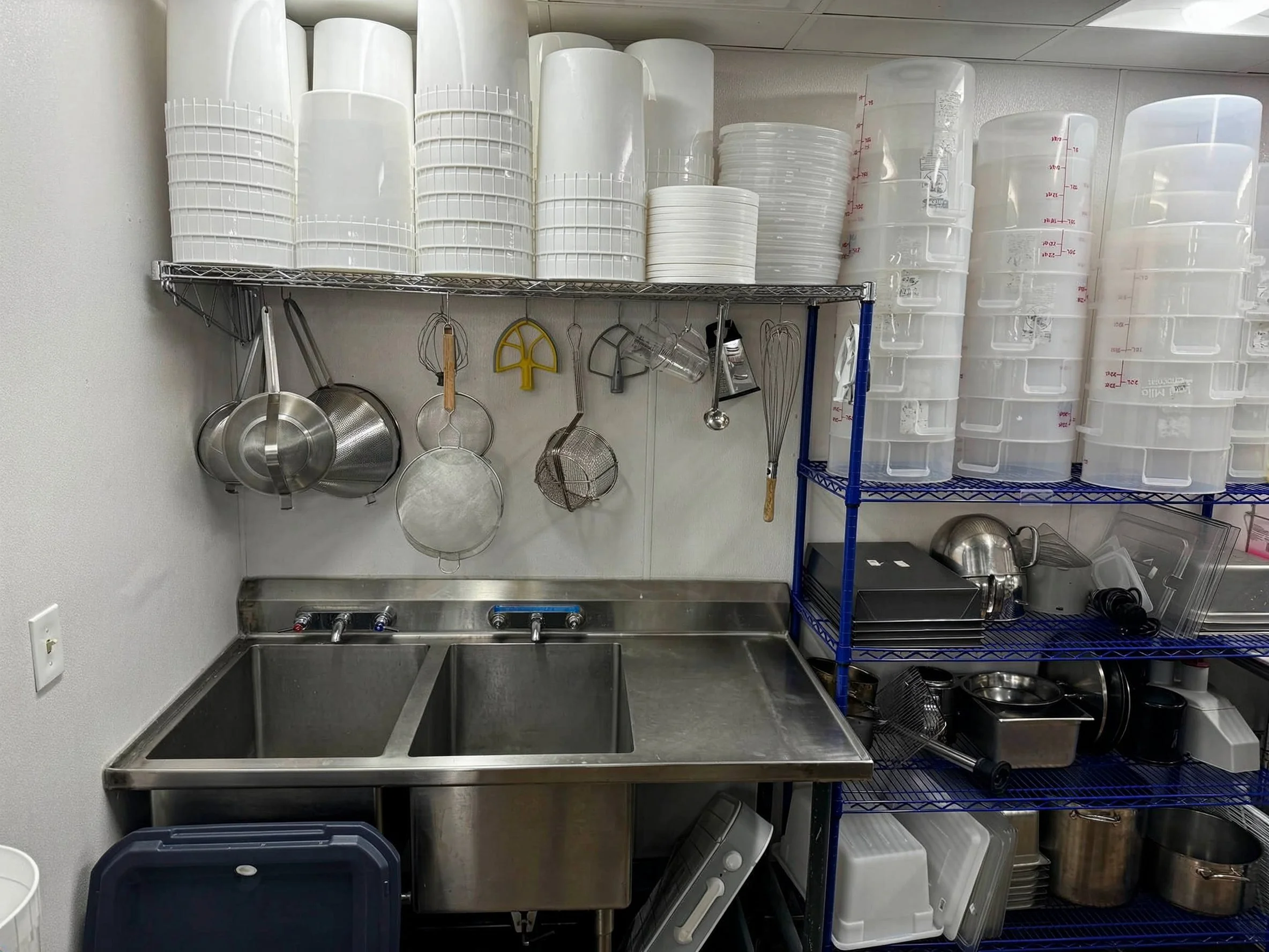 Hand sink and smallwares at Provision Kitchen