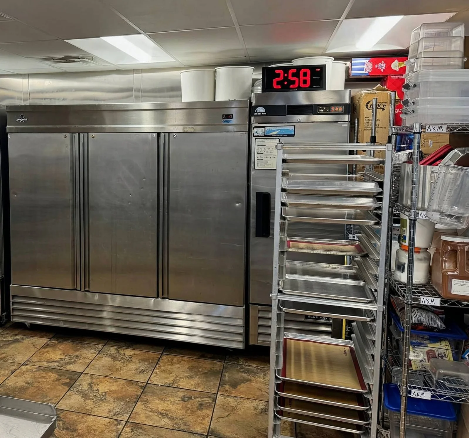 Reach-in freezers and refrigerator at Provision Kitchen