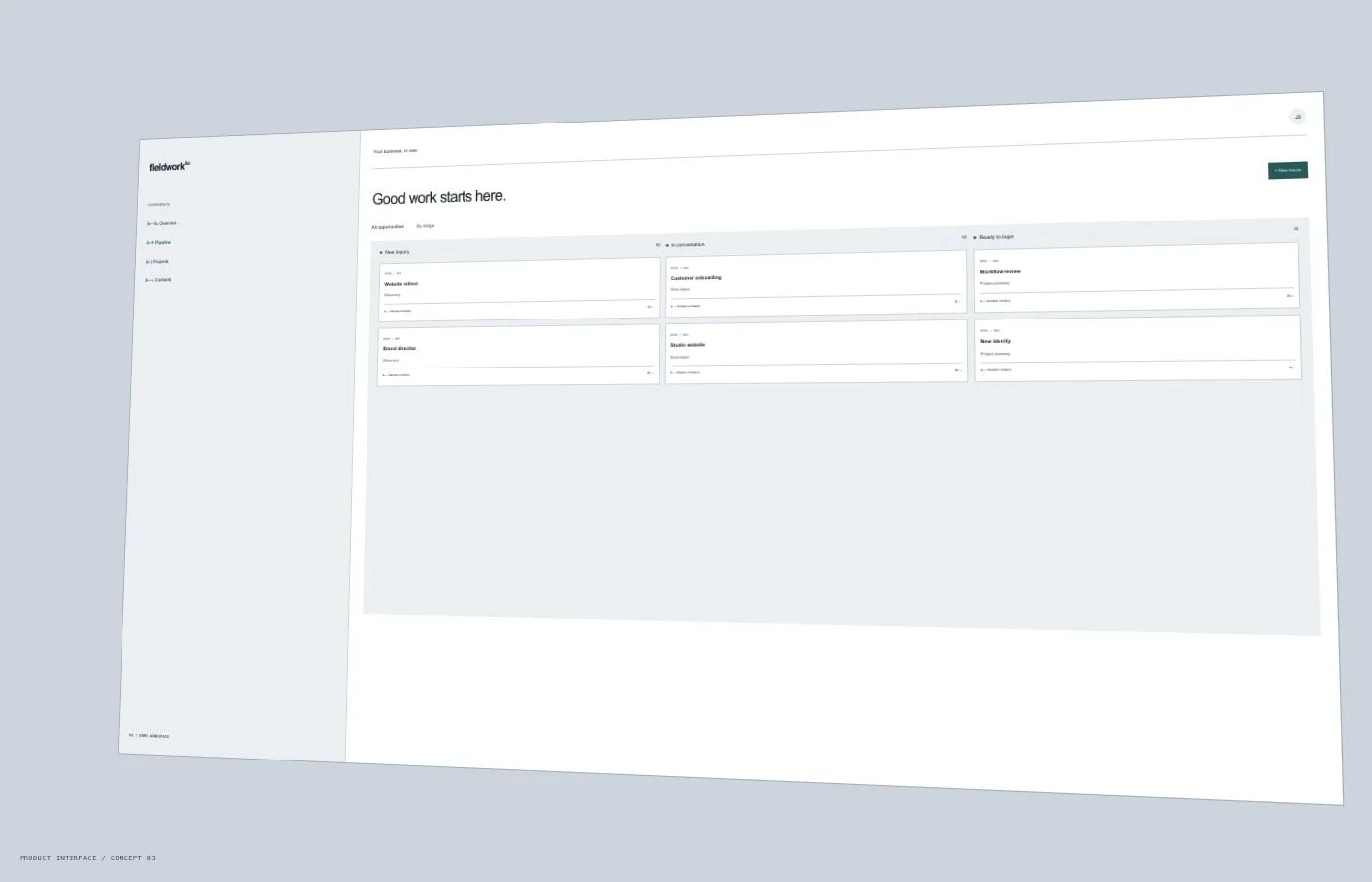 Fieldwork pipeline interface concept. Demonstration data; self-initiated product design study.