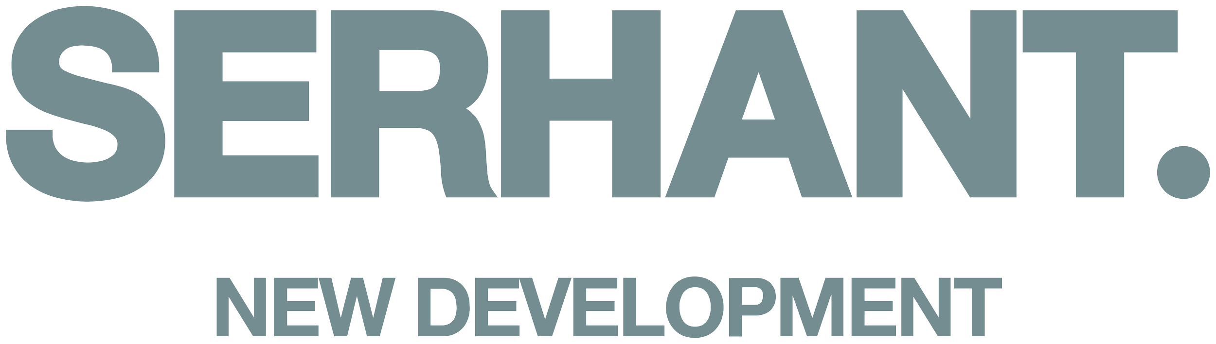 Serhant. New Development logo in gray text on a black background