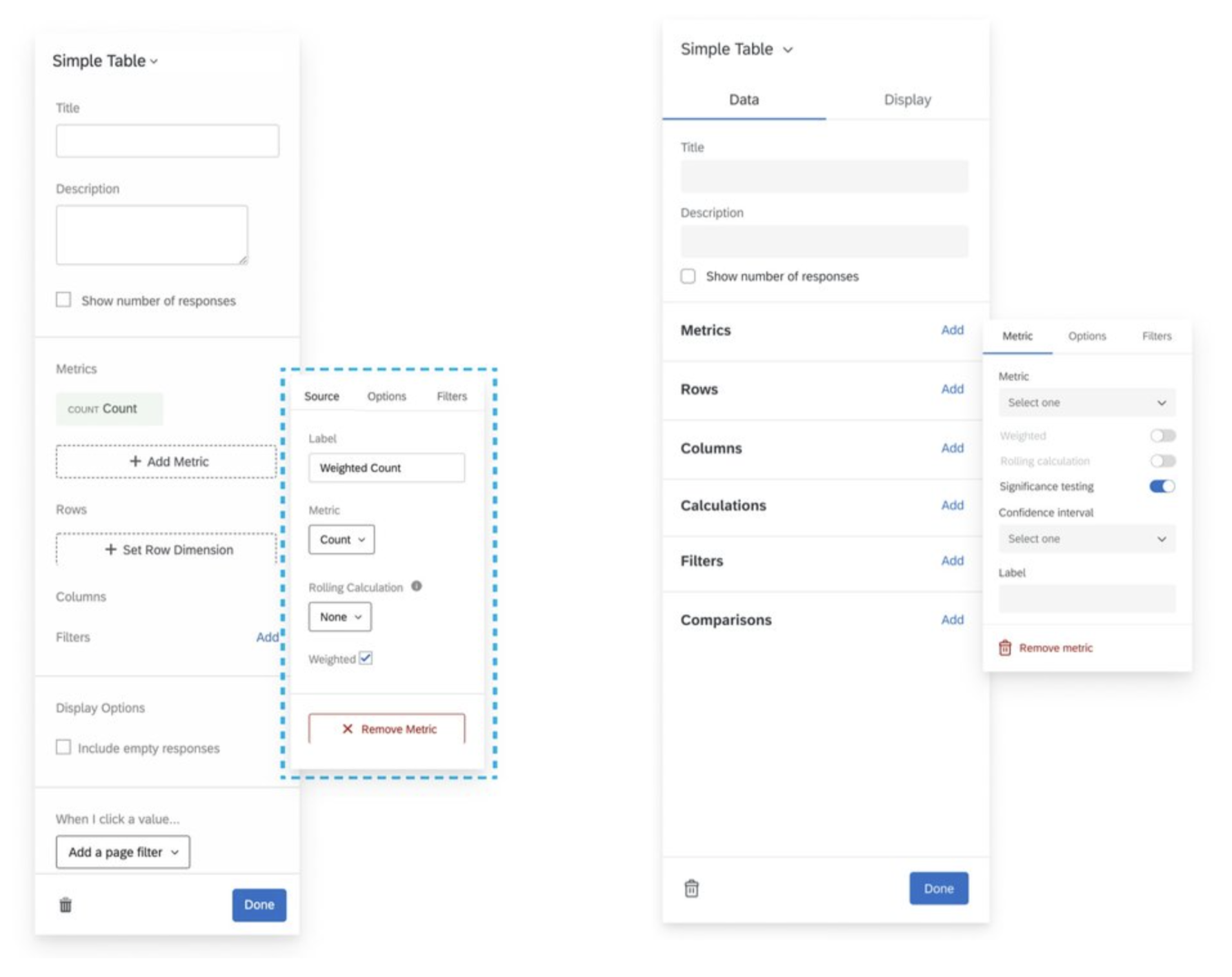 REVEAL HIDDEN FUNCTIONS - 

Hidden functionality that was buried in flyout menus behind specific configurations was brought to the surface so the user can be aware of the widget’s flexibility.