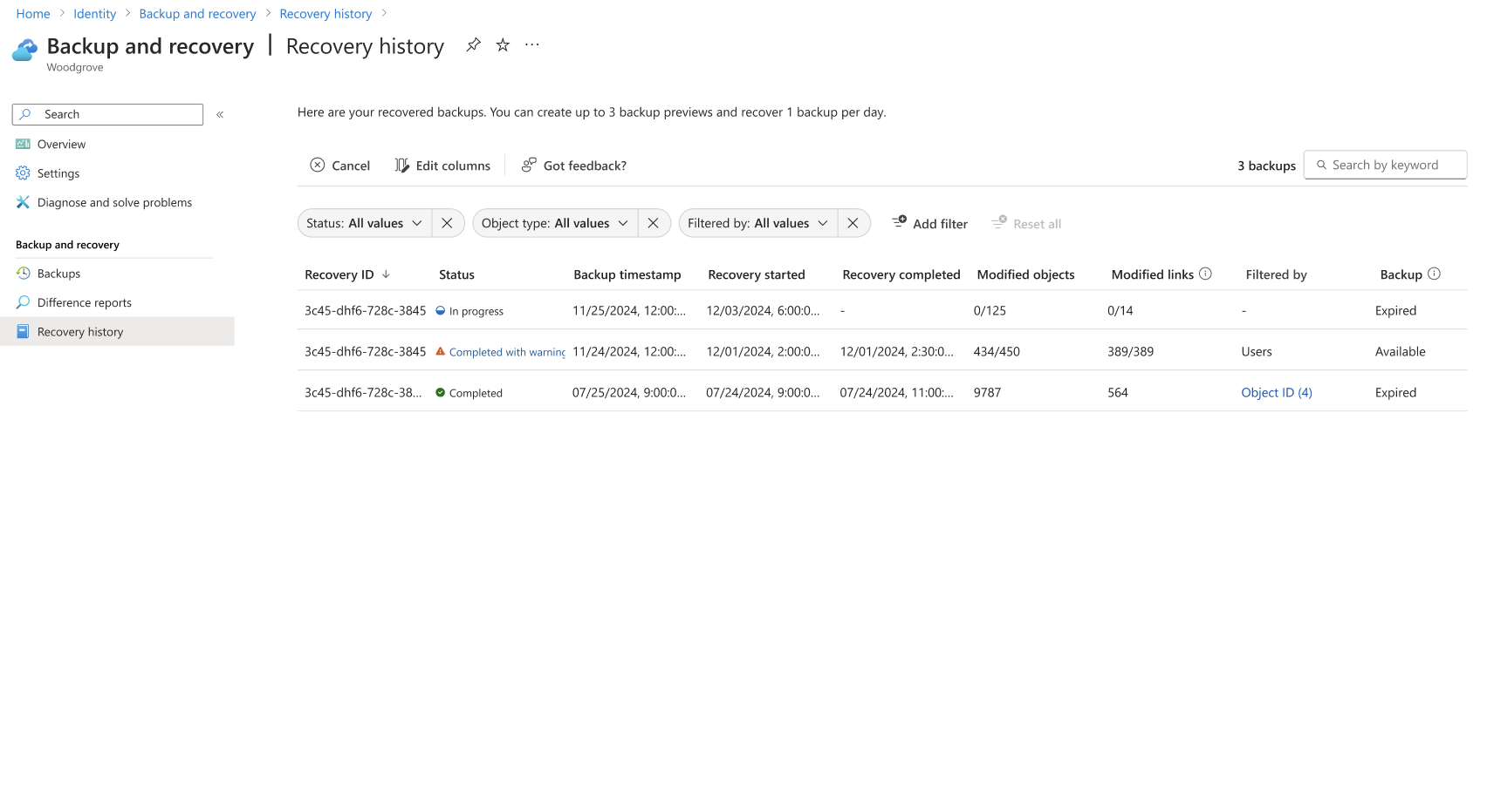 03 / Monitor recovery - 

See progress, completion, and partial recovery outcomes.