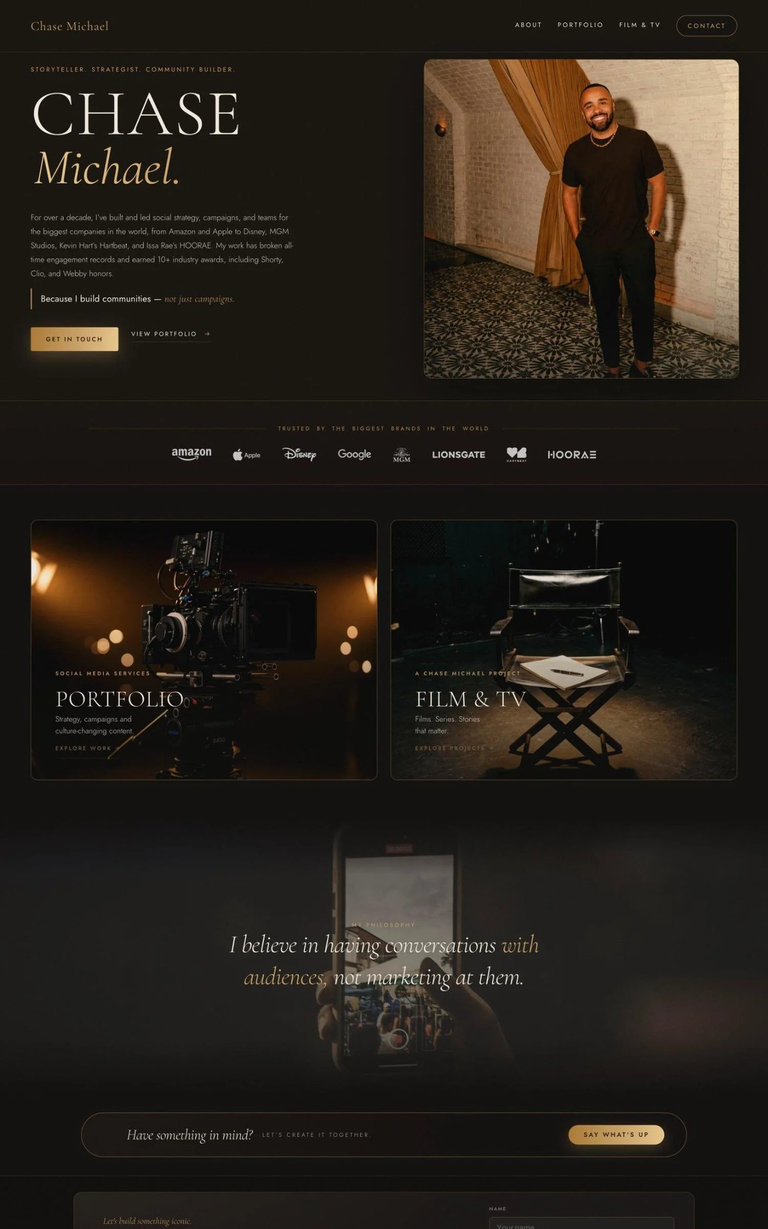 Chase Michael home page, part of a new website built by Davis Digital Studio