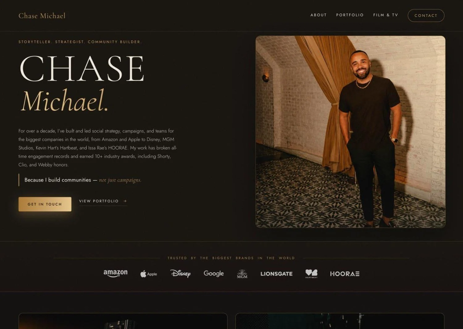 Chase Michael website home page designed by Davis Digital Studio
