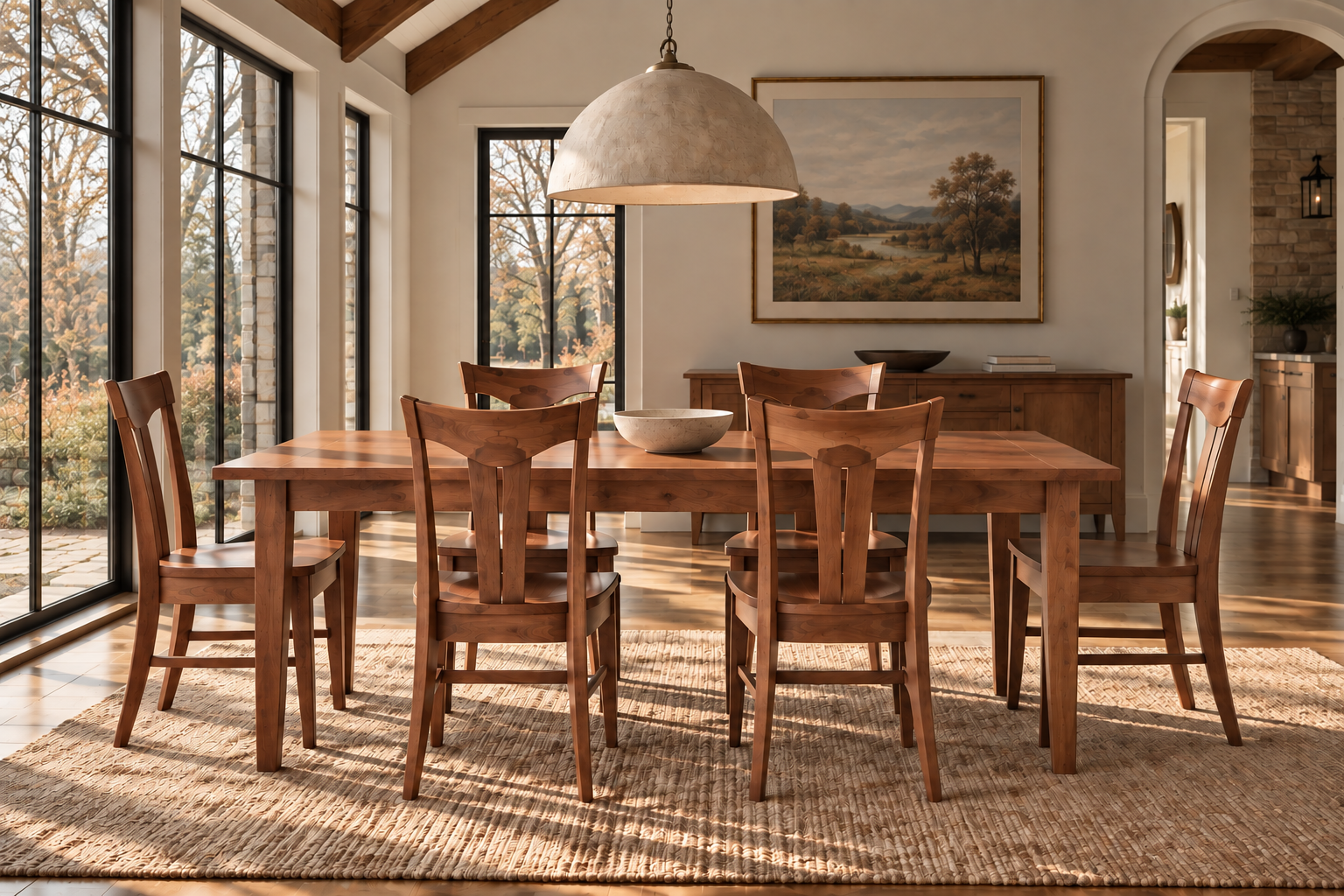 Sunlit Rustic Dining Room with Cherry Table.png