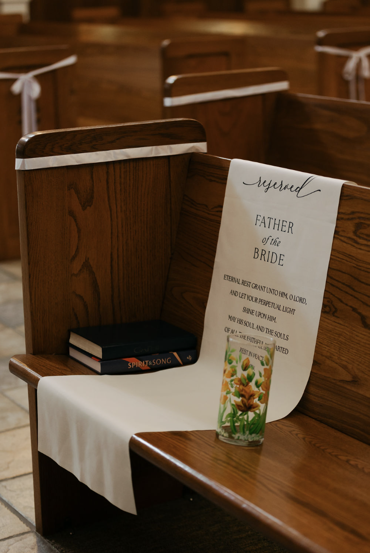 Seat reservation for  Father of the Bride in Heaven at Saint Brigid Parish Pacific Beach.