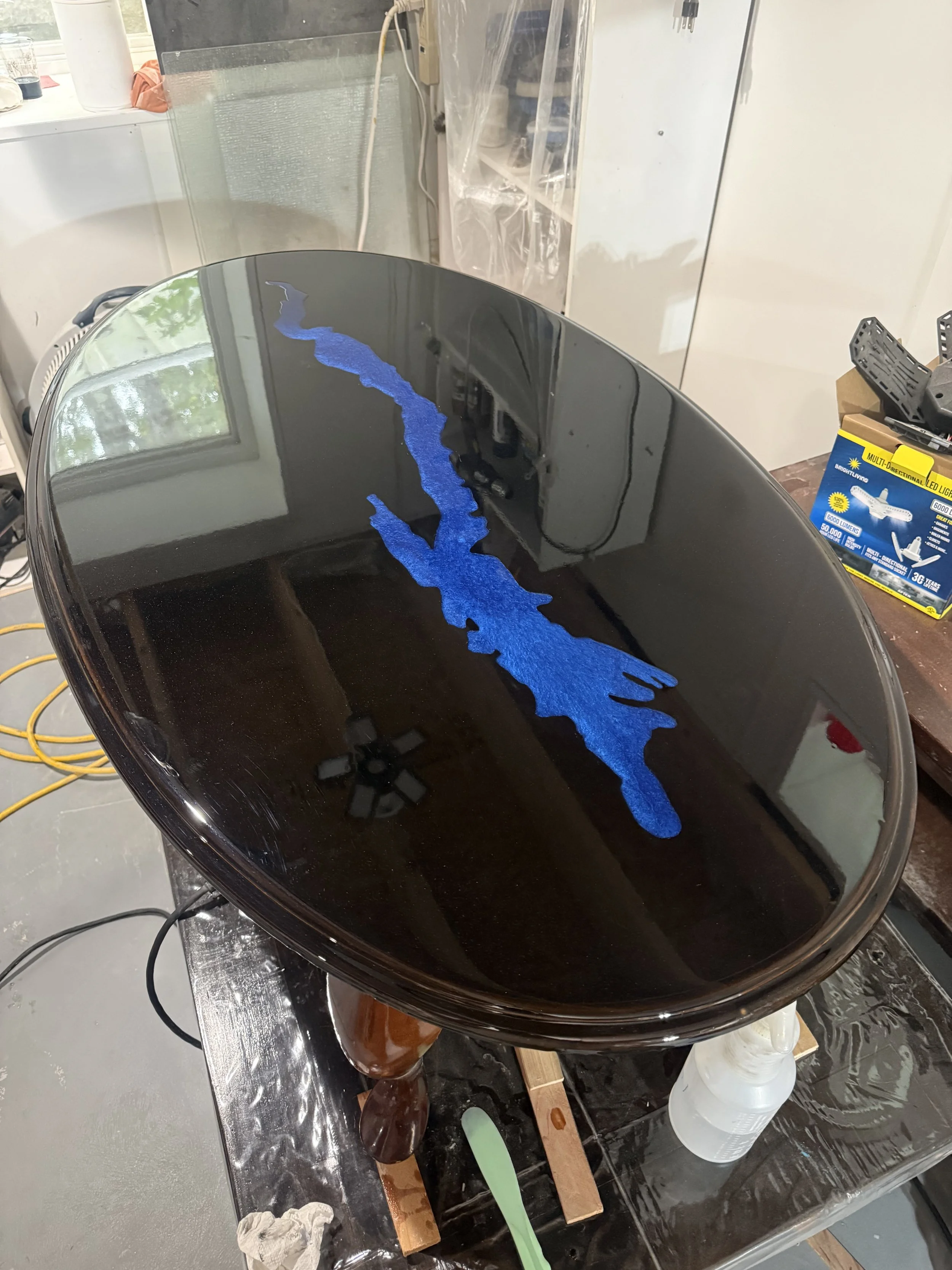 Lake George Midnight Blue Epoxy Table