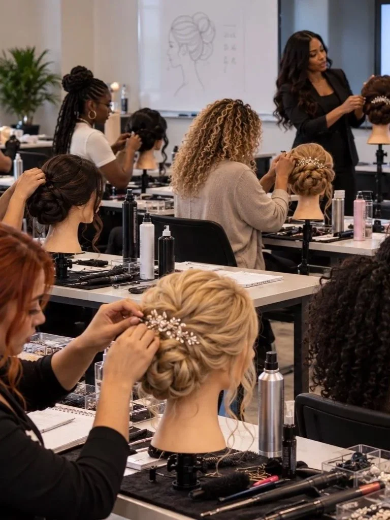 Bridal hair styling class. Online hairstyling class. Learn bridal hair and makeup. Wedding hair and makeup